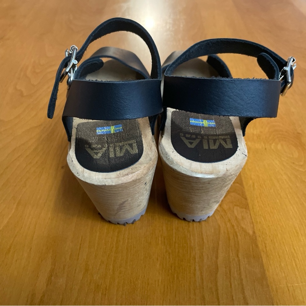 Pre-Loved Mia Shoes Black Leather Mules Size EU38 - Picture 5 of 7